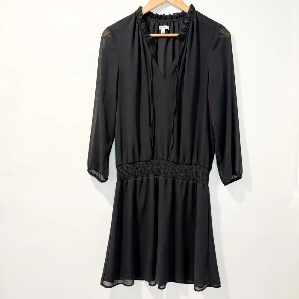 J. Crew Mercantile Sheer Black Long Sleeve Dress‎ Size Small